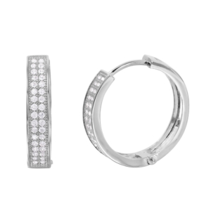 Sterling Silver Rhodium Plated Sustainable Gemstone Huggie Earrings - GME00023RH