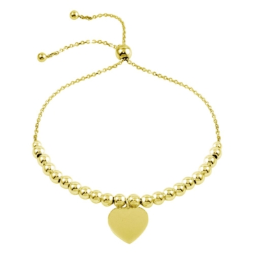 Sterling-Silver-Gold-Plated-Beaded-Engravable-Heart-Lariat-Bracelet-LC-03-13x-www.LiliesAndCrown.com Fine Jewelry Store Near Me